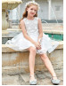 Beaded Ivory Lace Tulle Layered Flower Girl Dress With Horsehair Hem